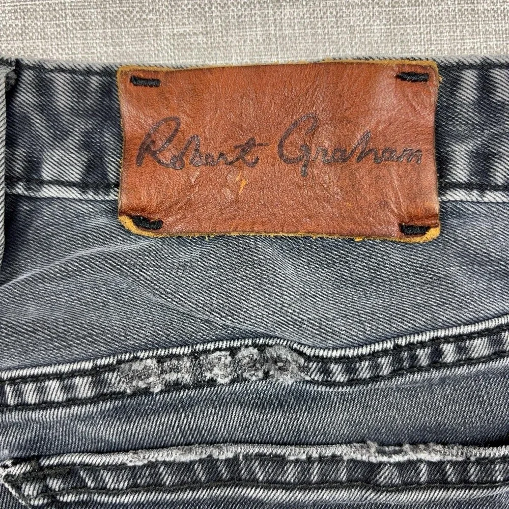 Robert Graham Classic Yates Jeans Mens 31x28 Gray Charcoal Wash Straight Denim